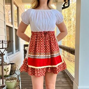 Vintage 70s Apron Mini Dress